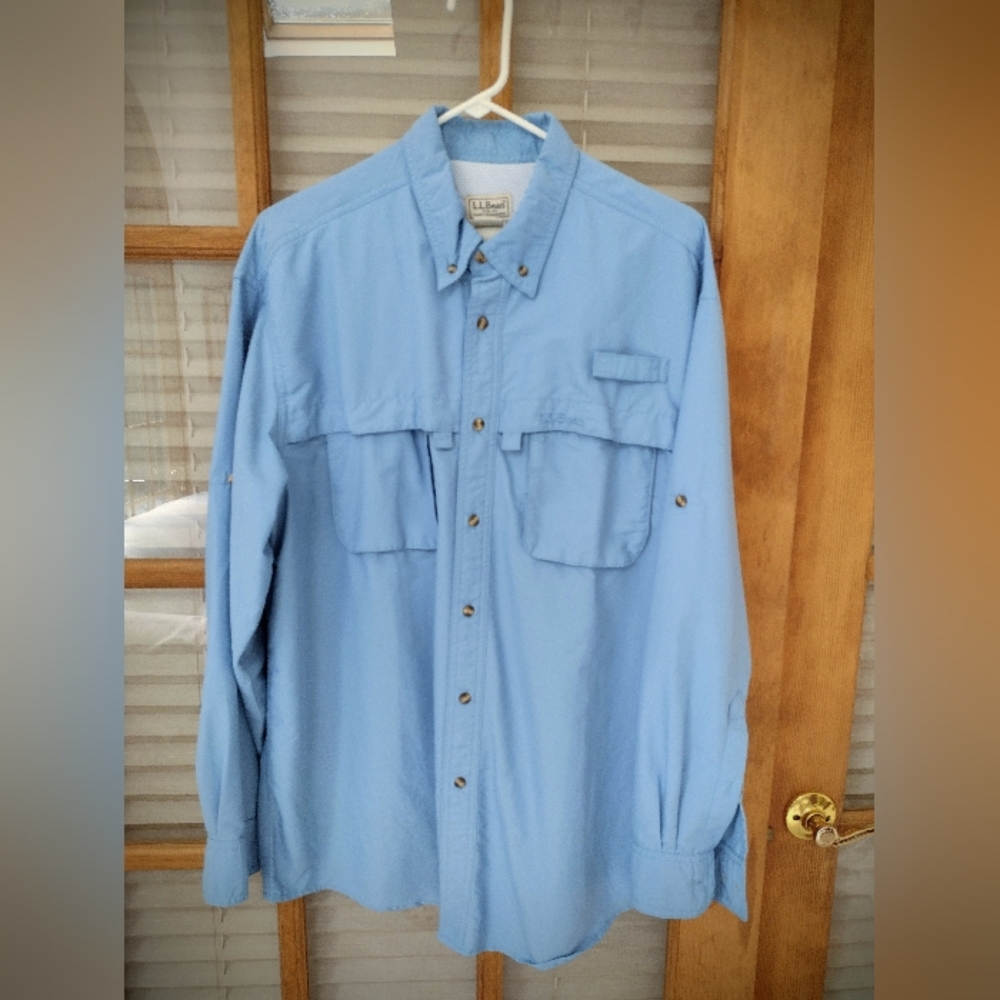L.L. Bean M's Large Blue Tropicwear LS Sun Shirt Old Version Pre-2020, Brand New - Picture 3 of 12